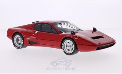Modelauto Ferrari 365 GT4 2+2 BB Competizione rood Plain Body Version grijsne Felgen abgedeckte Scheinwerfer zonder Heckspoiler 1/18 CMF