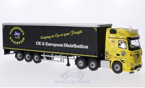 Modelauto Mercedes Actros Base MP4 RHD Caledonian Logistics Gardinenplanen-Sattelzug zonder Vitrine 1/50 Corgi