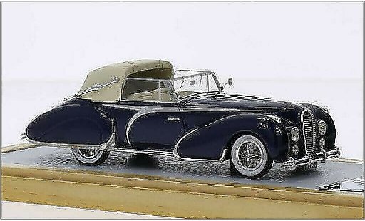 Delahaye 135 Cabriolet 1/43 Chromes Figoni Falaschi blauw RHD 1948 modelauto