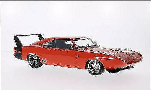 Dodge Charger Daytona 1/18 Greenlight Custom rood/mat-zwart 1969 modelauto
