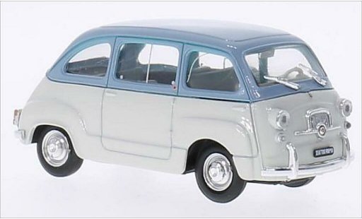 Fiat 600 Multipla 1/43 Brumm D grijs/blauw 1960 modelauto