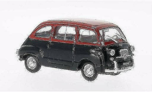 Fiat 600 Multipla 1/43 Brumm D rood/zwart 1960 modelauto