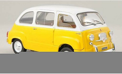 Fiat 600 Multipla 1/24 WhiteBox geel/wit 1960 modelauto