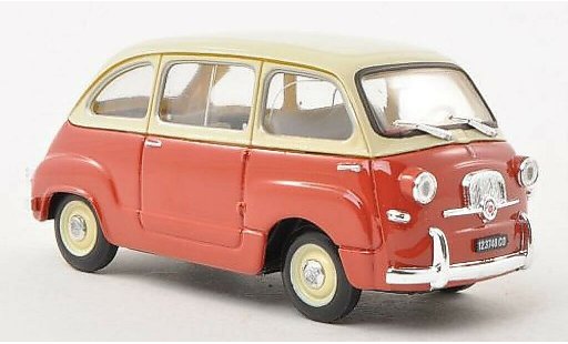 Fiat 600 Multipla 1/43 Brumm rood/beige 1956 modelauto