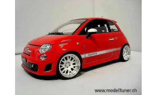 Fiat 500 Abarth 1/18 Mondo Motors rood 2007 modelauto