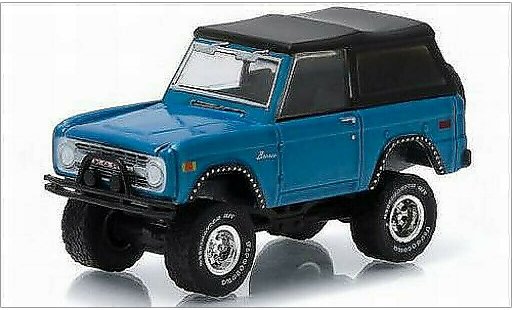 Ford Bronco Wagon 1/64 Greenlight metallic blauw 1975 modelauto
