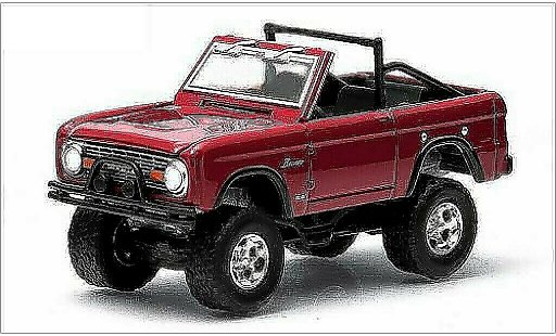 Ford Bronco Wagon 1/64 Greenlight rood 1974 modelauto