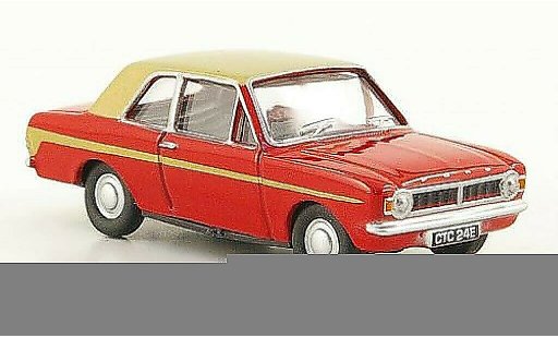 Ford Cortina MK2 1/76 Oxford MKII rood/gold modelauto