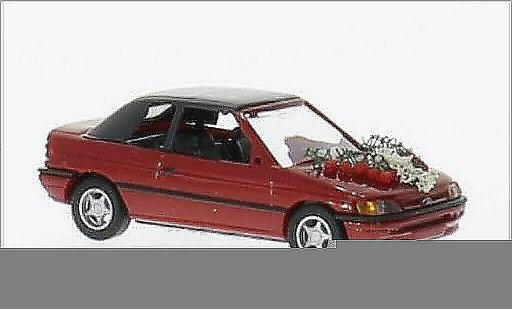 Ford Escort MK1 1/87 Busch Cabriolet metallic rood modelauto