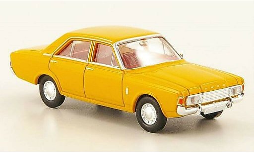 Ford Taunus 17M P7 1/87 Brekina (P7b) geel 1969 modelauto