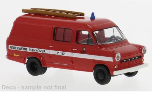 Modelauto Ford Transit Kastenwagen 1970 Brandweer Hannover 1/87 Brekina