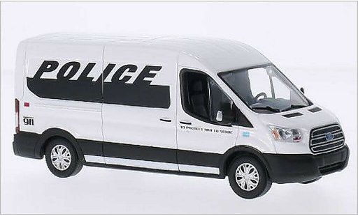 Ford Transit Kastenwagen 1/43 Greenlight bestelwagen (v363) wit/zwart 2015 modelauto