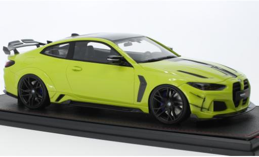 Modelauto Bmw M4 coupe (G82) ByHumans Louisiana WBK geel clair 2022 1/18 GLM