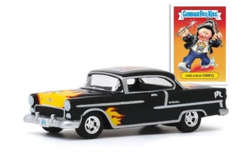 Modelauto Chevrolet Bel Air tuning zwart/Dekor 1955 Greaser Greg 1/64 Greenlight