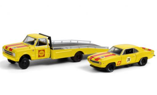 Modelauto Chevrolet C-30 plateau Ramp Truck No.28 S 1967 y compris les 1969 Camaro Z/28 et Rampes de chargement 1/64 Greenlight