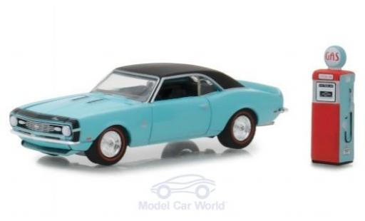 Modelauto Chevrolet Camaro SS metallic blauw/zwart 1968 met Zapfs&Atilde;&curren;ule 1/64 Greenlight