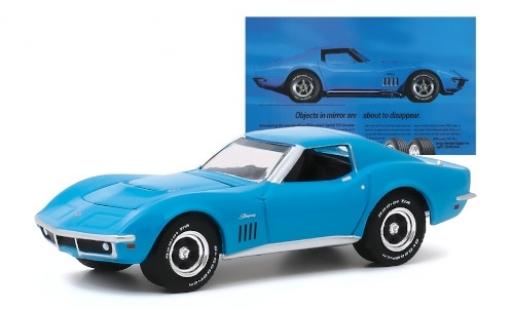 Modelauto Chevrolet Corvette Coupe C3 blauw 1969 1/64 Greenlight