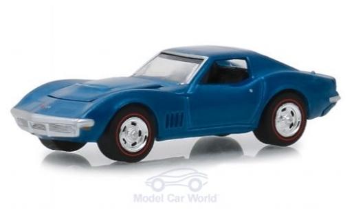 Modelauto Chevrolet Corvette course L 88 metallic blauw 1968 1/64 Greenlight
