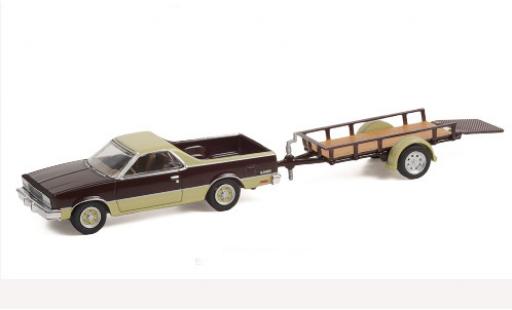Modelauto Chevrolet El Camino pickup Conquista bruin/beige 1984 met 1-achs Anh&Atilde;&curren;nger 1/64 Greenlight