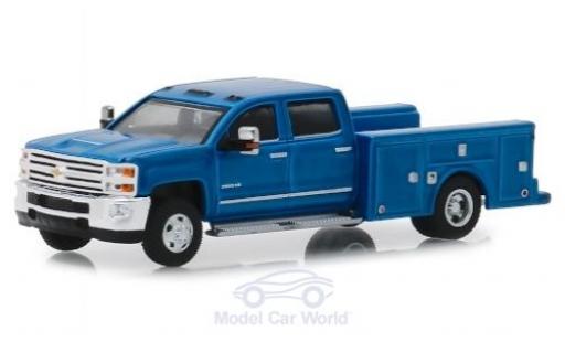 Modelauto Chevrolet Silverado pickup 3500HD metallic blauw 2018 1/64 Greenlight