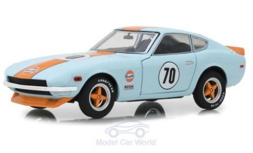 Modelauto Datsun 240Z Coupe blauw/oranje 1970 1/24 Greenlight