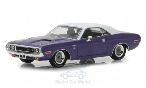Modelauto Dodge Challenger R/T metallic paars/wit Graveyard Carz 1970 1/43 Greenlight