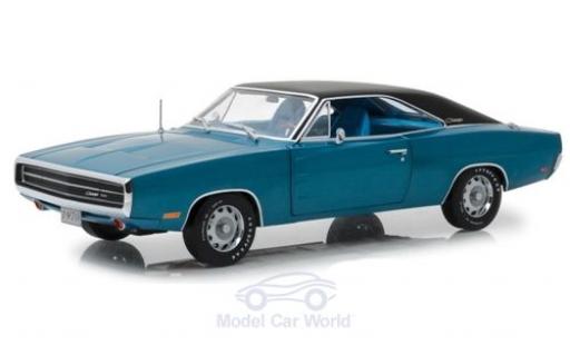 Modelauto Dodge Charger 1970 500 metallic blauw/zwart 1/18 Greenlight