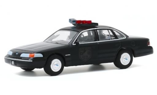 Modelauto Ford Crown Police Interceptor Victoria Politie zwart/mat-zwart zwart Bandit Politie 1992 1/64 Greenlight