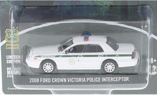 Modelauto Ford Crown Police Interceptor Victoria Politie wit U.S.Forest Service 2008 1/64 Greenlight