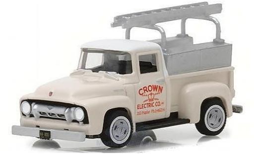 Modelauto Ford F-100 Pickup 00 beige Crown Eletric Co. 1954 met Leiter 1/64 Greenlight