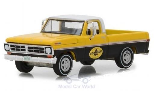 Modelauto Ford F-100 Pickup 00 geel/zwart Pennzoil 1972 1/64 Greenlight