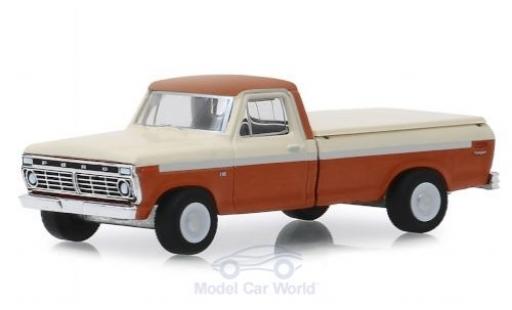 Modelauto Ford F-100 Pickup 00 metallic bruin/wit 1973 1/64 Greenlight