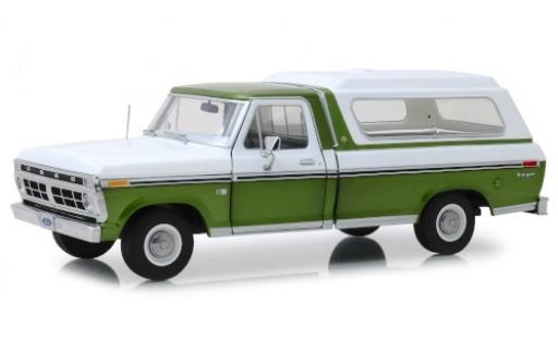 Modelauto Ford F-100 Pickup 00 metallic groen/wit 1976 avec d&Atilde;&copy;tachable Ladeabdeckung 1/18 Greenlight