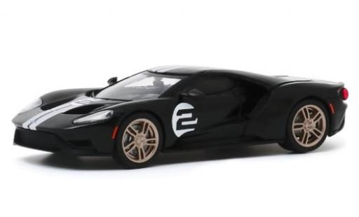 Modelauto Ford GT Heritage Edition 66 zwart/grijs 2017 1/43 Greenlight