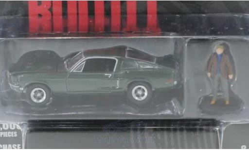 Modelauto Ford Mustang Bullitt groen 1968 met Steve McQueen Figur 1/64 Greenlight