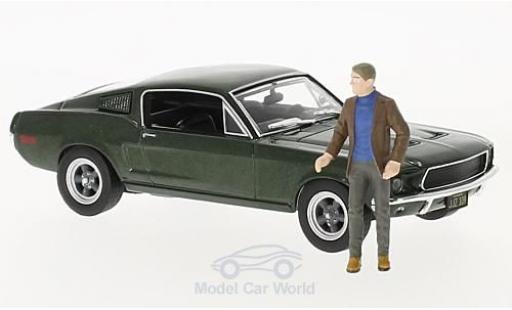 Modelauto Ford Mustang Bullitt GT metallic groen 1968 met Figur Steve McQueen 1/43 Greenlight