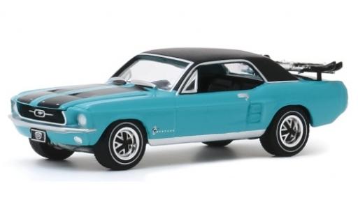 Modelauto Ford Mustang Special Edition Ski Country turquoise/mat-zwart 1967 1/64 Greenlight