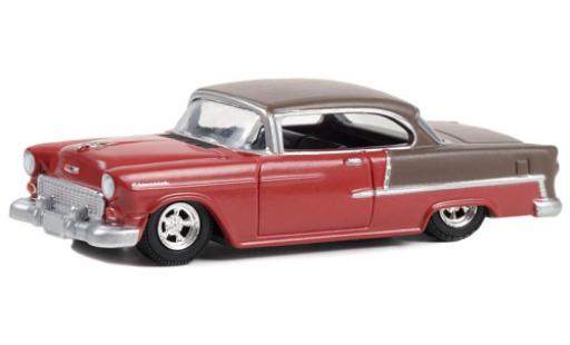 Modelauto Chevrolet Bel Air Coupe grijs/rood 1955 1/64 Greenlight
