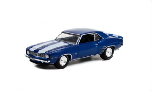 Modelauto Chevrolet Camaro Z28 metallic blauw/wit 1969 1/64 Greenlight