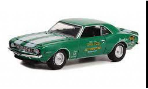 Modelauto Chevrolet Camaro Z28 metallic groen/wit 1969 1/64 Greenlight