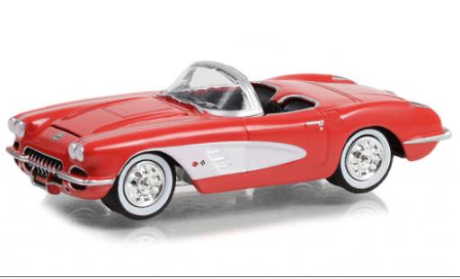 Modelauto Chevrolet Corvette Convertible (C1) Cabriolet rood/wit 1958 1/64 Greenlight