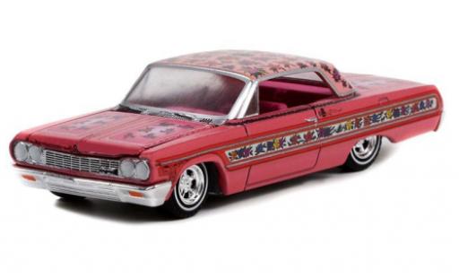 Modelauto Chevrolet Impala lowrider roze/Dekor 1964 1/64 Greenlight