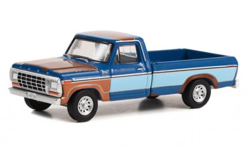 Modelauto Ford F-250 Pickup blauw/blauw Yellowstone 1978 1/64 Greenlight
