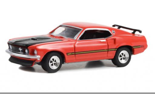 Modelauto Ford Mustang Fastback Custom rood/zwart 1969 1/64 Greenlight