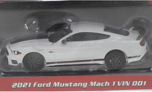 Modelauto Ford Mustang Mach 1 wit/zwart 2021 1/64 Greenlight