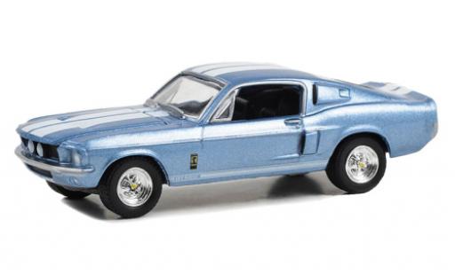Modelauto Ford Mustang Shelby GT500 Ford Mustang metallic blauw clair/wit 1967 1/64 Greenlight