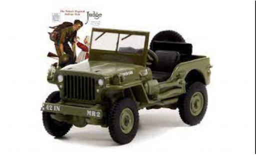 Modelauto Jeep Willys Militaire MB mat-olijfgroen Norman Rockwell 1945 1/64 Greenlight