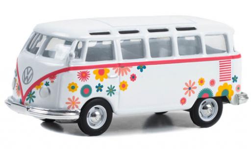 Modelauto Volkswagen T1 B Samba bus wit/D&Atilde;&copy;corer 1964 1/64 Greenlight