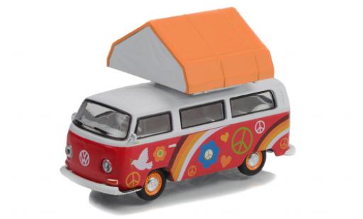 Modelauto Volkswagen T2 A bus wit/rood 1968 1/64 Greenlight