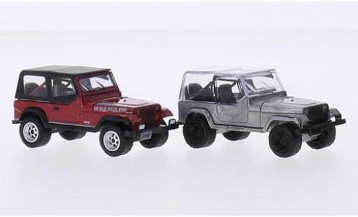 Modelauto Jeep Wrangler Base rood/aluminium 1987 2er-Set 1/64 Greenlight